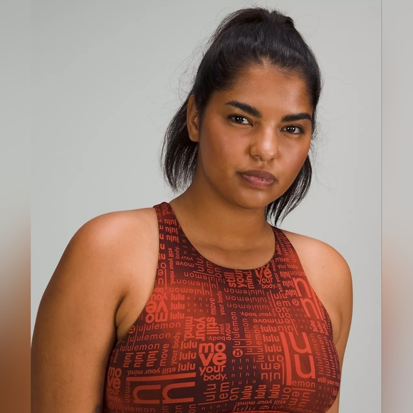 Lululemon Energy Bra, High Neck, Long Line,Sz. 8, Ombre Red Multi print, NWT - Picture 6 of 13